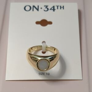 ON 34th Gold Women's Ring with White Accent